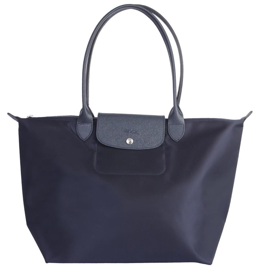 Longchamp Le Pliage Neo Navy Blue Nylon Clutch Bag at FORZIERI