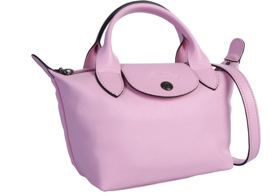 Longchamp Le Pliage Cuir Medium Leather Top Handle Tote Women's Pink New