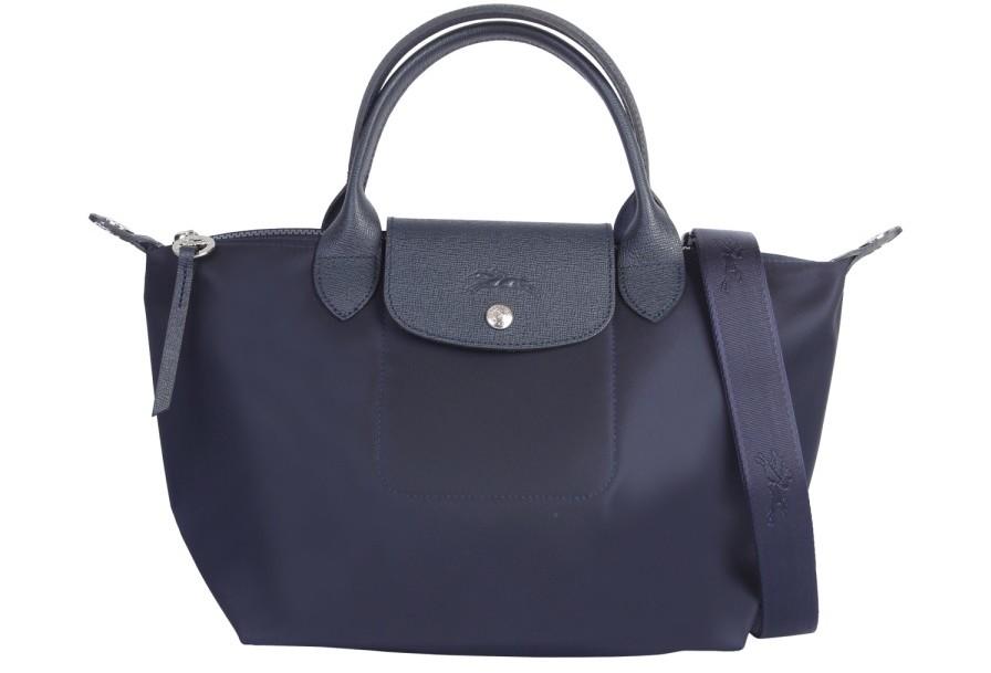 Navy Blue Nylon Top-Handles Tote Bag 