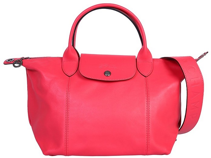 	Le Pliage Leather Red S Top Handles Tote Bag - Longchamp