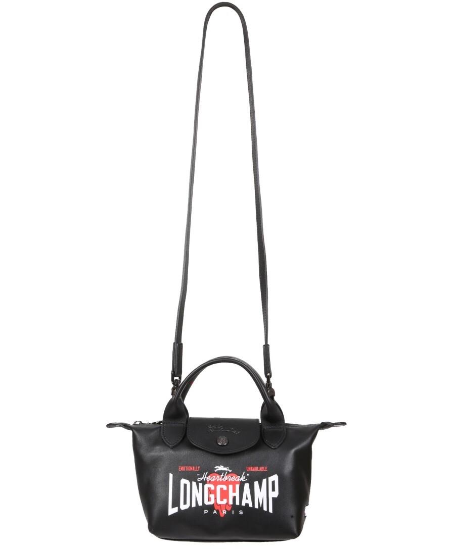 Longchamp Mini Le Pliage Printed Crossbody Bag In Black