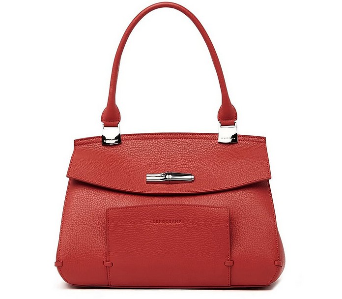 Red Madeleine Top Handle Satchel Bag - Longchamp