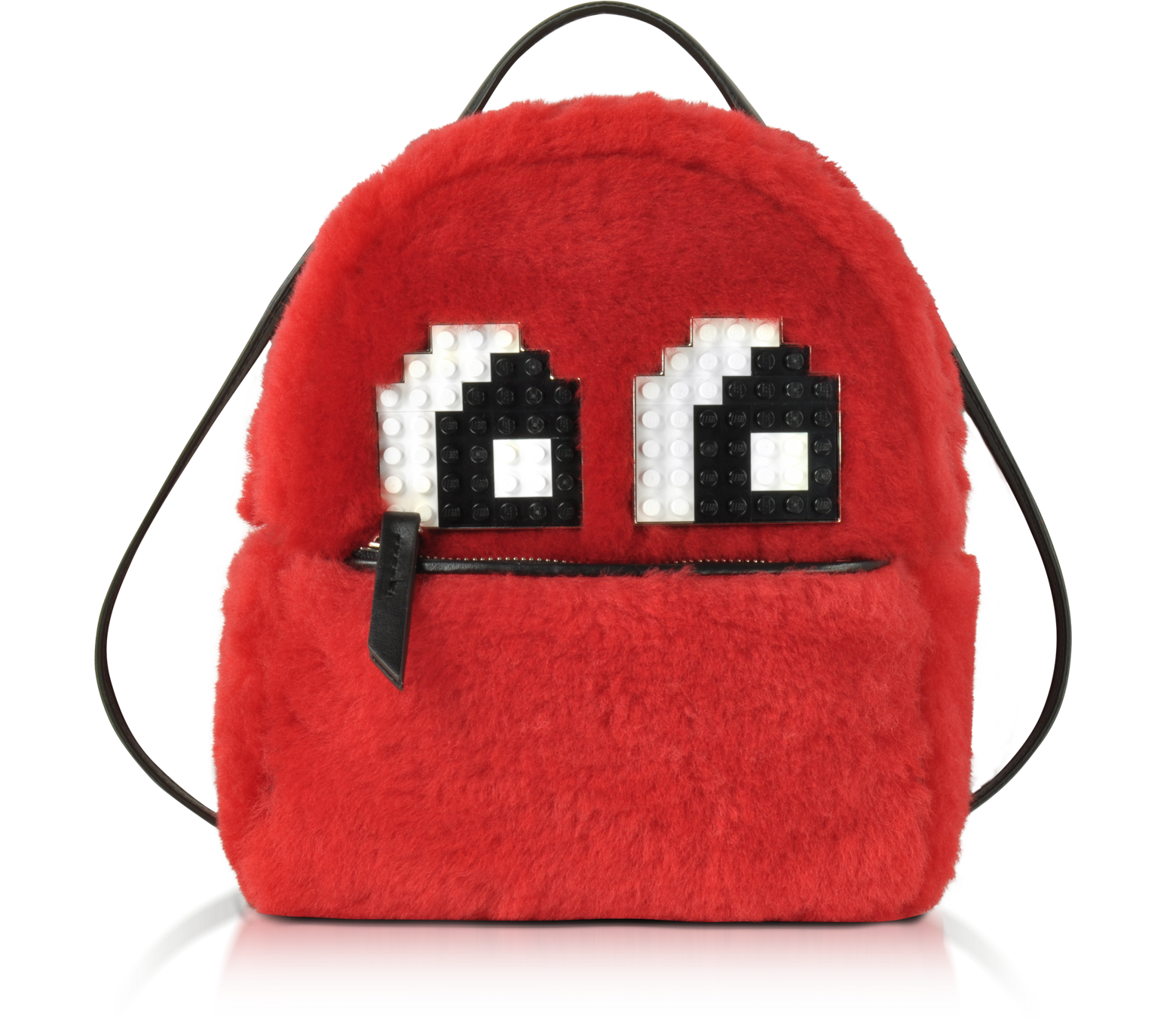 Les Petits Joueurs Red Merino Wool and Leather Baby Mick Eyes Backpack ...