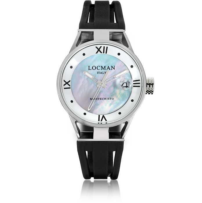 Montecristo Stainless Steel and Titanium Mother of Pearl w/Silicone Strap Women's Watch - Locman