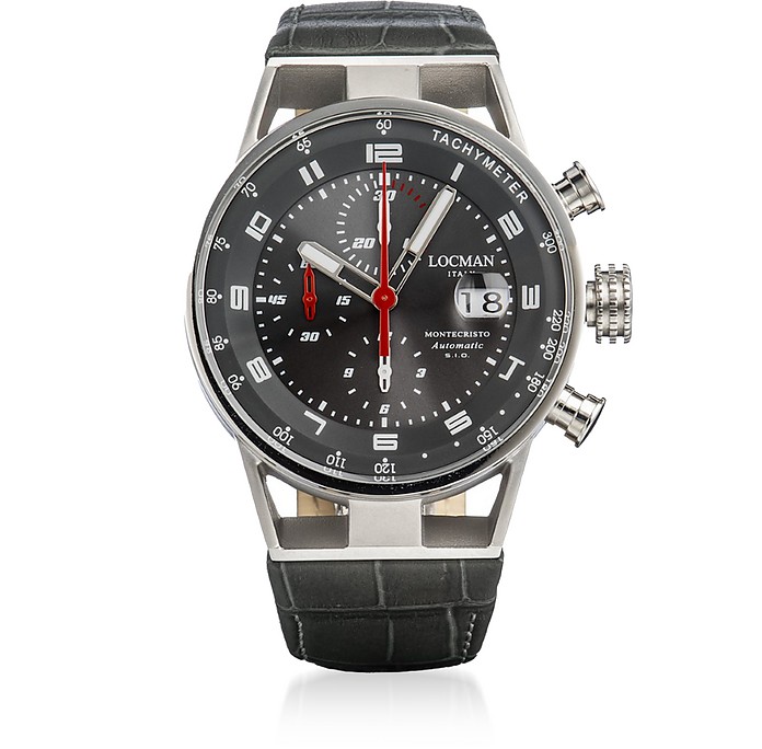 Gray Automatic Chronograph Stainless Steel and Titanium Men's Watch - Locman