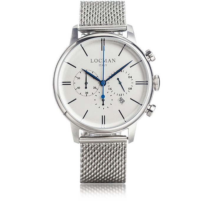 1960 Silver Stainless Steel Men's Chronograph Watch - Locman