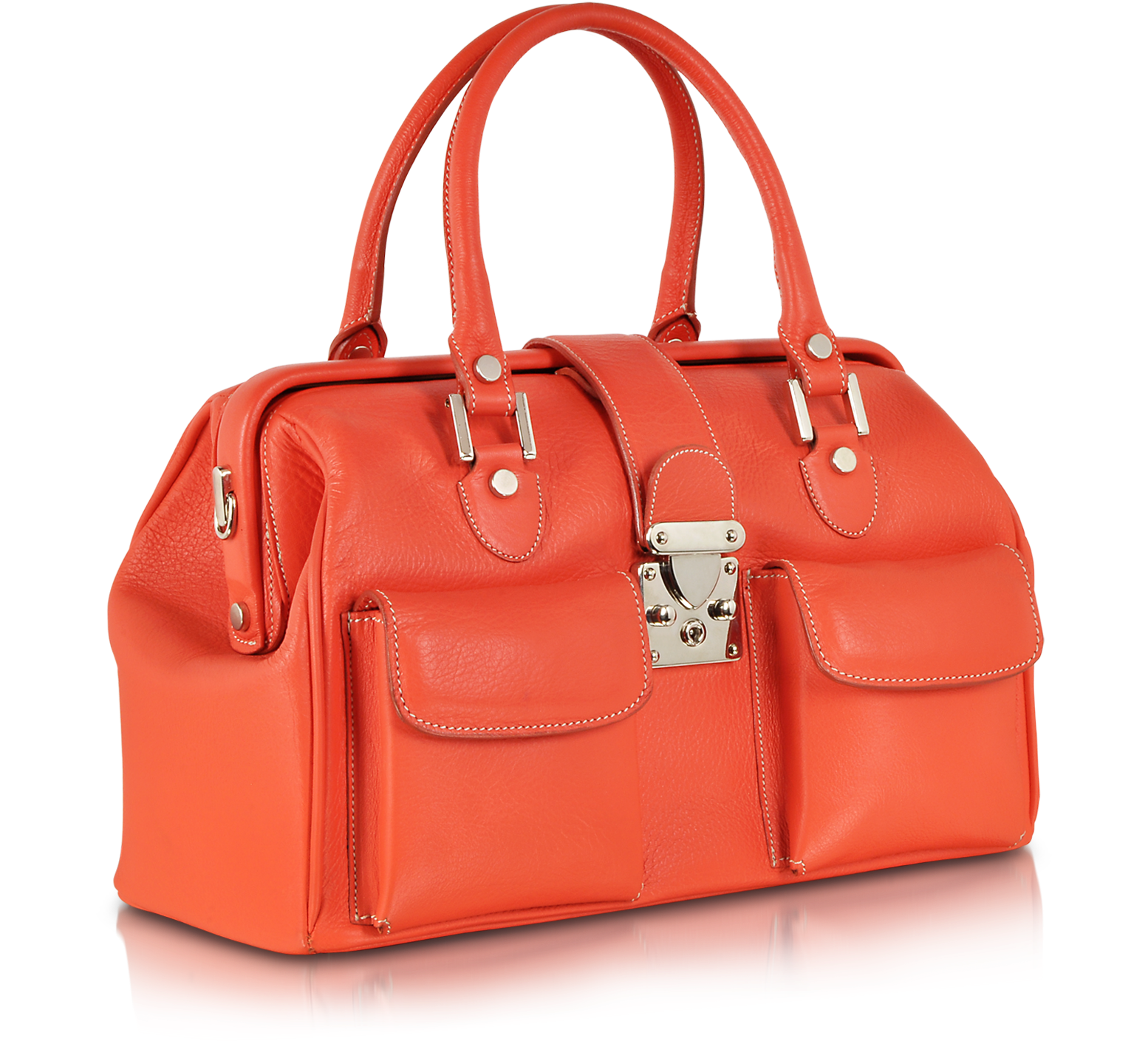 L.A.P.A. Deep Orange Leather Doctor Bag at FORZIERI
