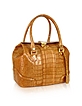 L.A.P.A. Sand Croco Stamped Italian Leather Tote Bag at FORZIERI