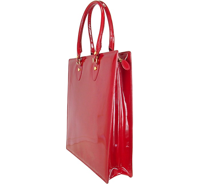L.A.P.A. Ruby Red Patent Leather Tote Bag at FORZIERI