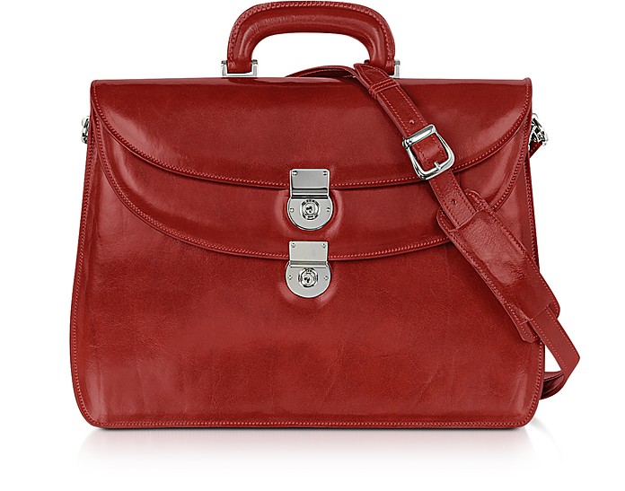 Women's Red Leather Briefcase - L.A.P.A.