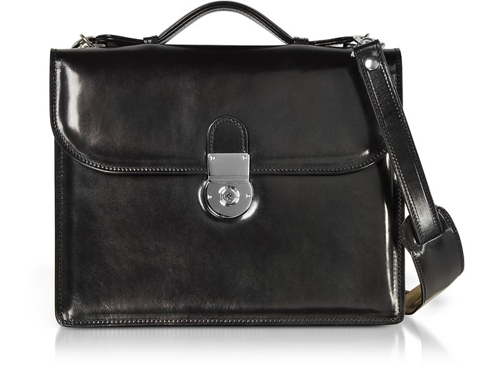 Classic Black Leather Briefcase - L.A.P.A.