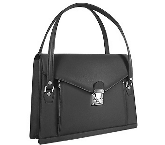 Double Compartment Calf Leather Women's Briefcase - L.A.P.A.