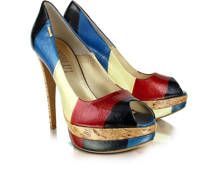 Loriblu Rainbow Leather Peep-toe Pump Shoes 5.5 US | 3 UK | 36 EU at ...