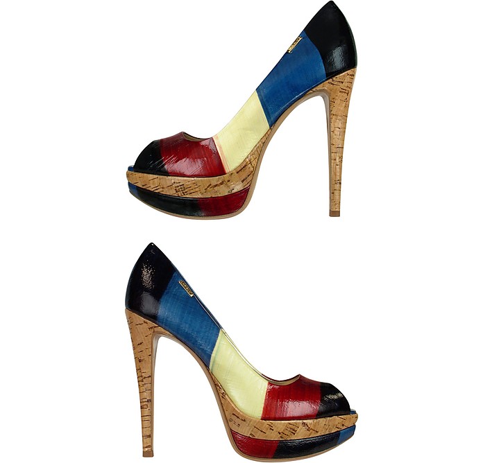 Loriblu Rainbow Leather Peep-toe Pump Shoes 5.5 US | 3 UK | 36 EU at ...