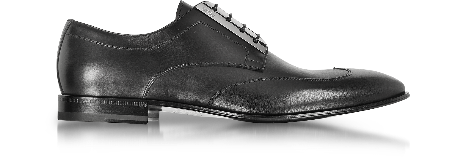 Loriblu Black Leather Derby Shoe 43 (9US | 8.5UK | 43EU) at FORZIERI