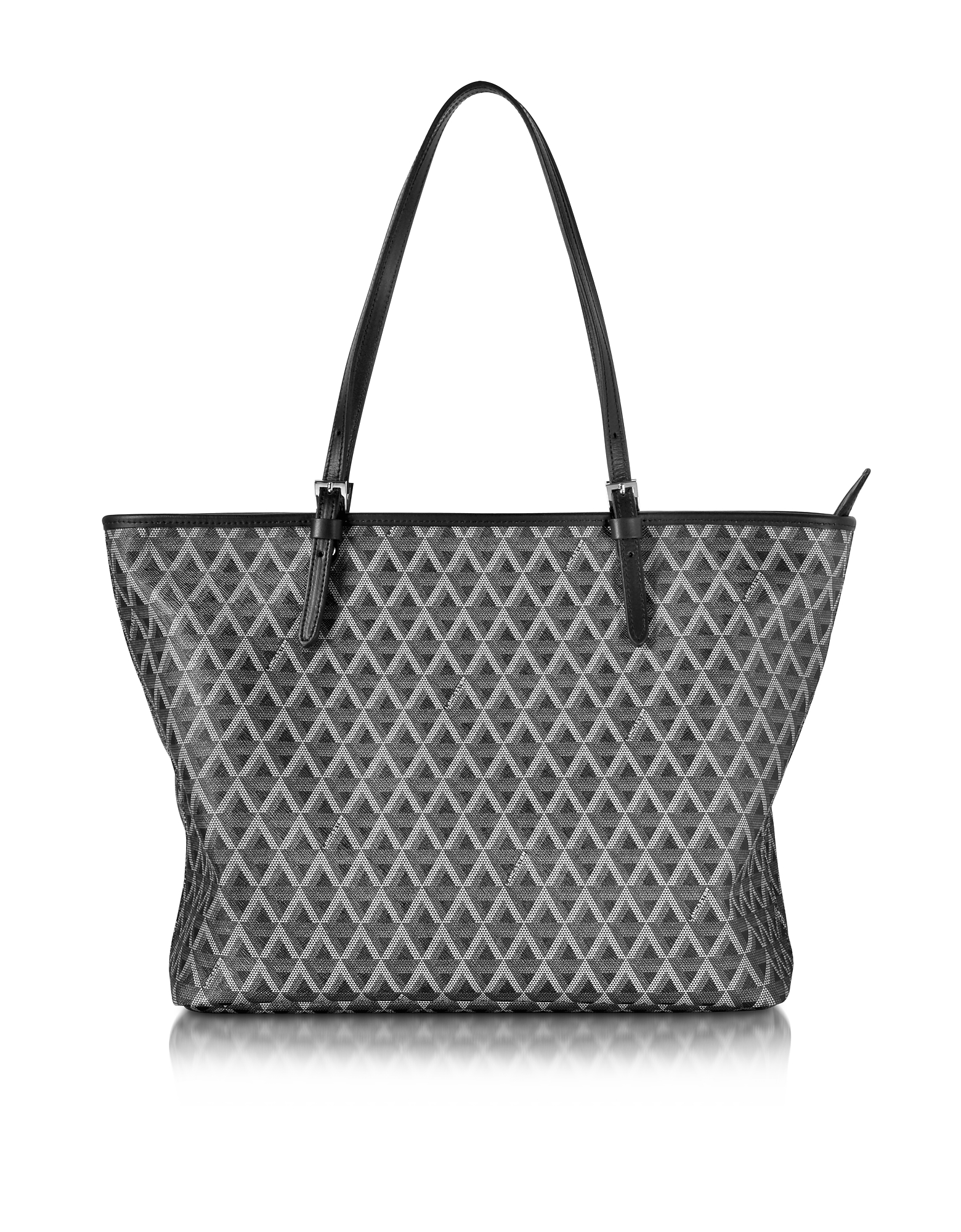 LANCASTER DESIGNER HANDBAGS IKON PRINTED COATED CANVAS AND LEATHER TOTE