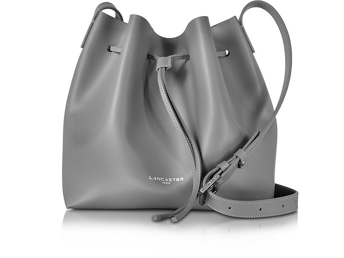 Lancaster Paris Grey Pur Smooth Leather Bucket Bag at FORZIERI