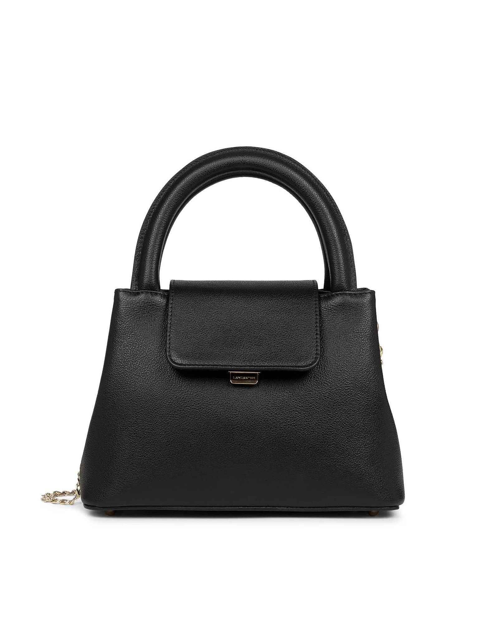 Lancaster Designer Handbags Carla Grainy Leather Handbag In Noir