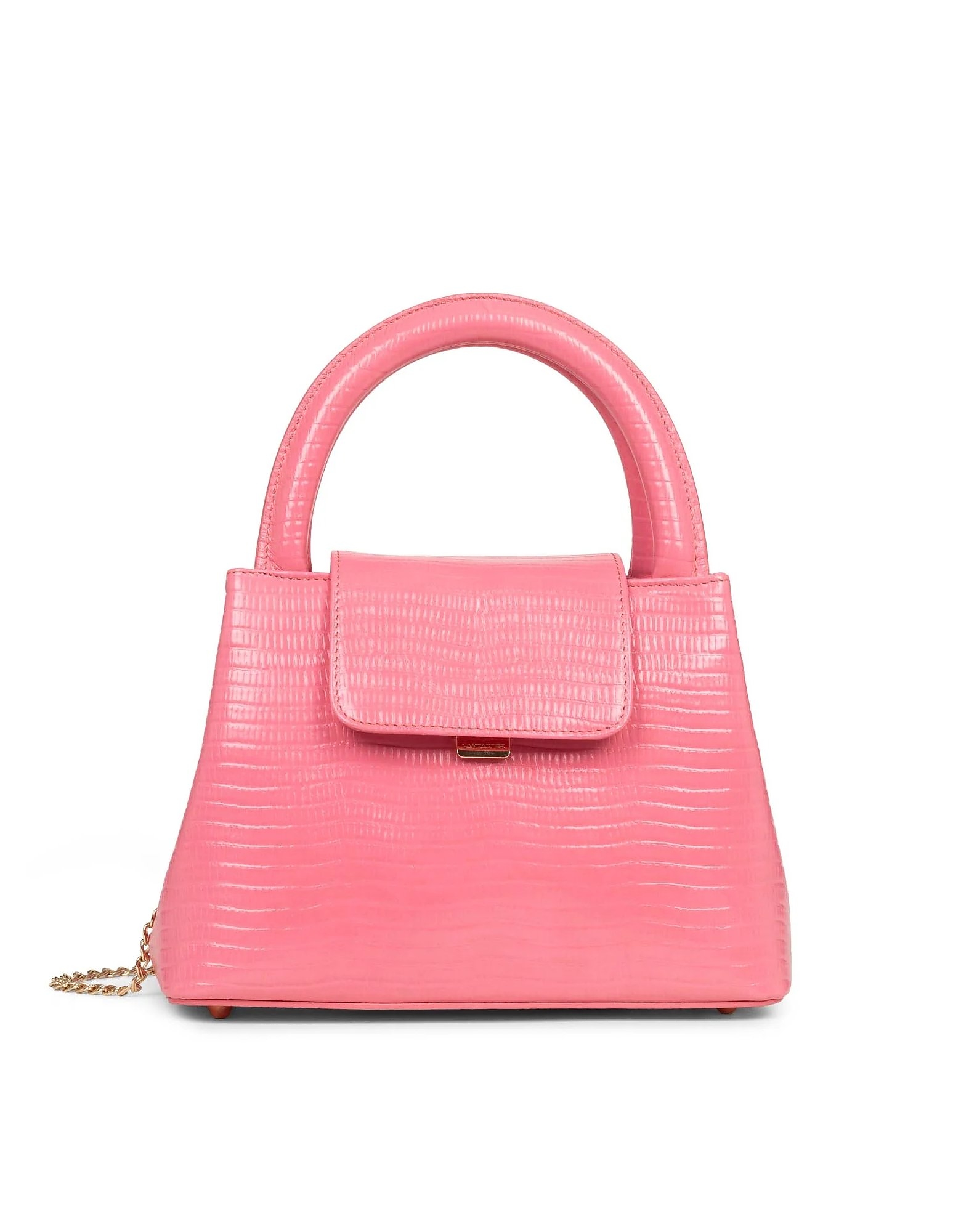 Lancaster Designer Handbags Carla Lizzard Effect Leather Handbag In Rose