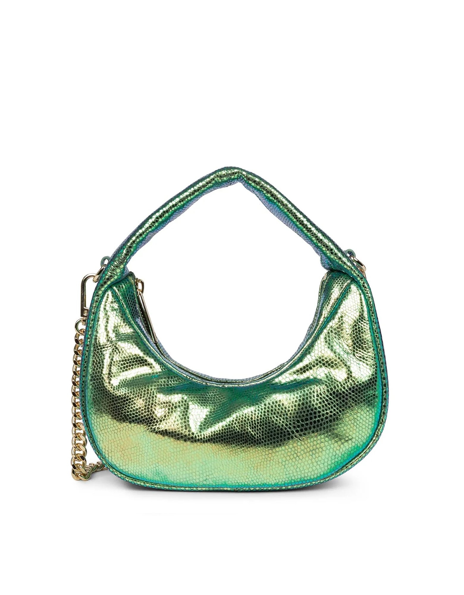 Lancaster Designer Handbags Noholita Night Hobo Leather Bag In Chameleon Green