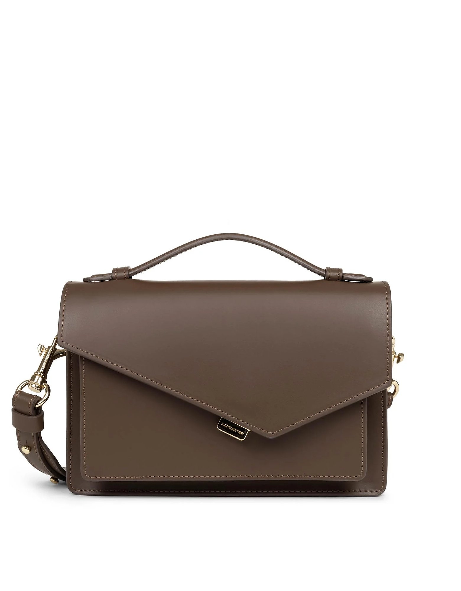 Lancaster Designer Handbags Zoé Leather Crossbody Bag In Marron