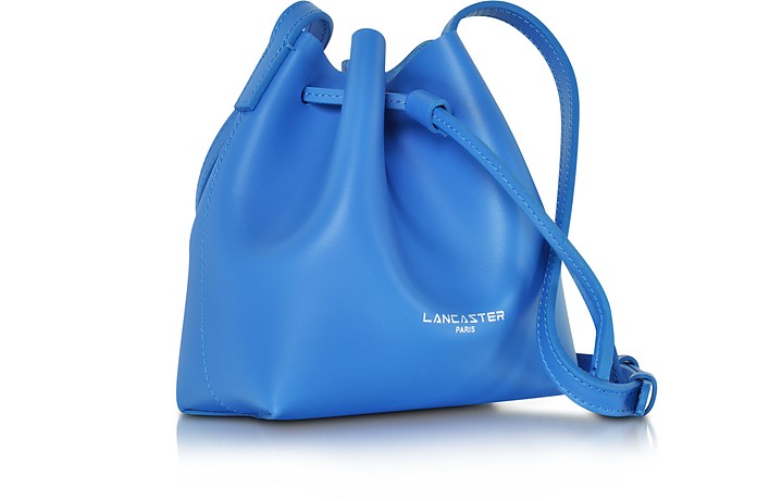 Lancaster Paris Pur Smooth Blue Leather Mini Bucket Bag at FORZIERI