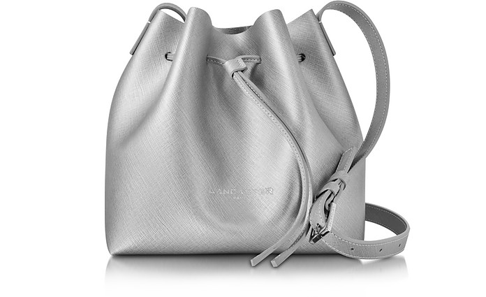 Pur & Element Silver Saffiano Leather Mini Bucket Bag - Lancaster Paris