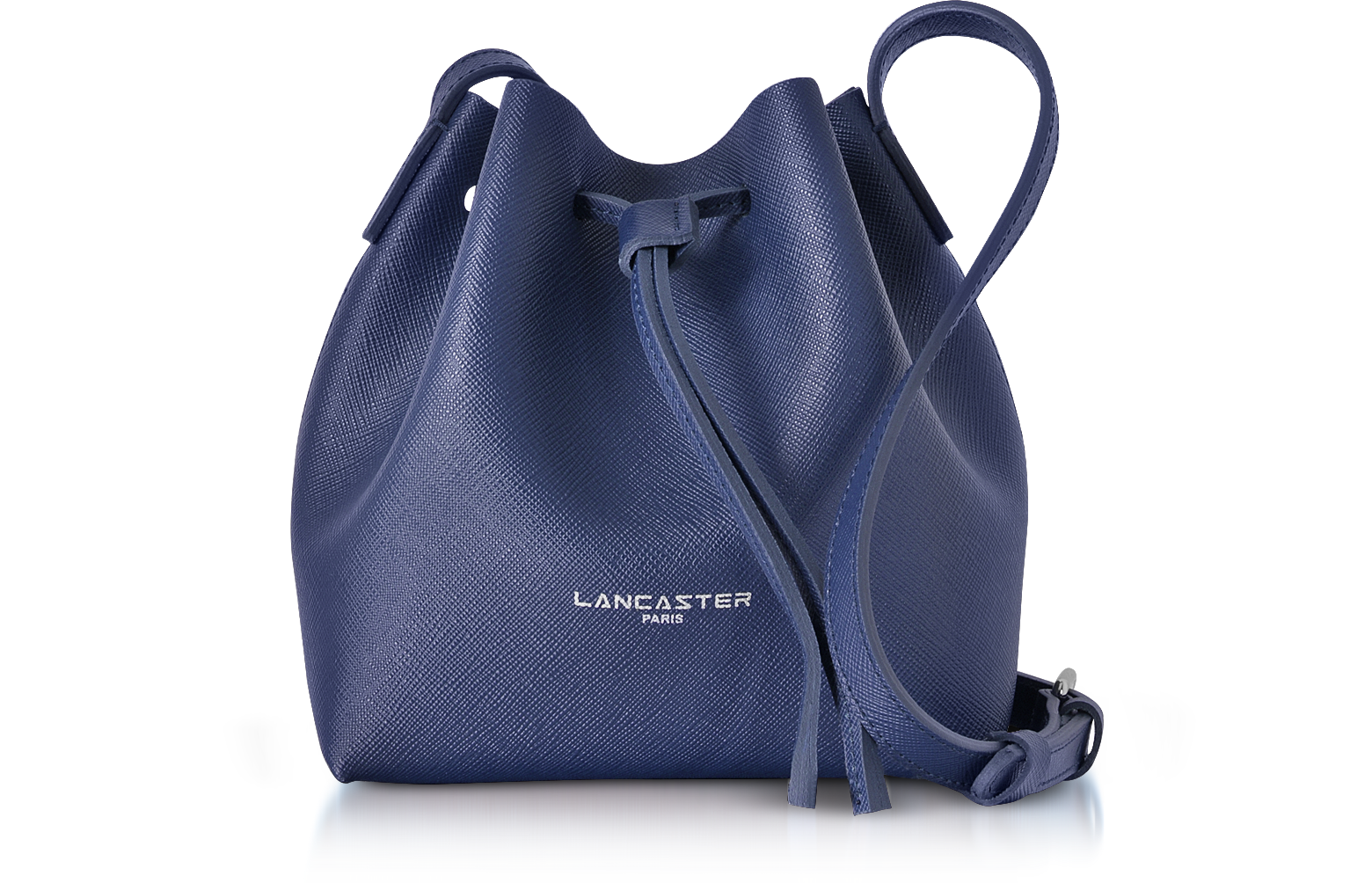 Lancaster Paris Dark Blue Pur & Element Saffiano Leather Mini Bucket Bag at FORZIERI