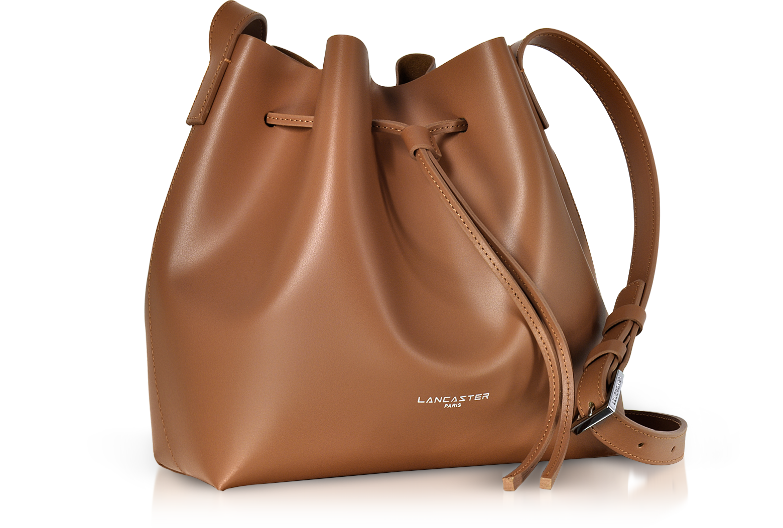 Lancaster Paris Camel Pur & Element Smooth Leather Small Bucket Bag at FORZIERI