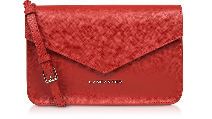 Adeline Saffiano Leather Flap Clutch w/Shoulder Strap - Lancaster Paris