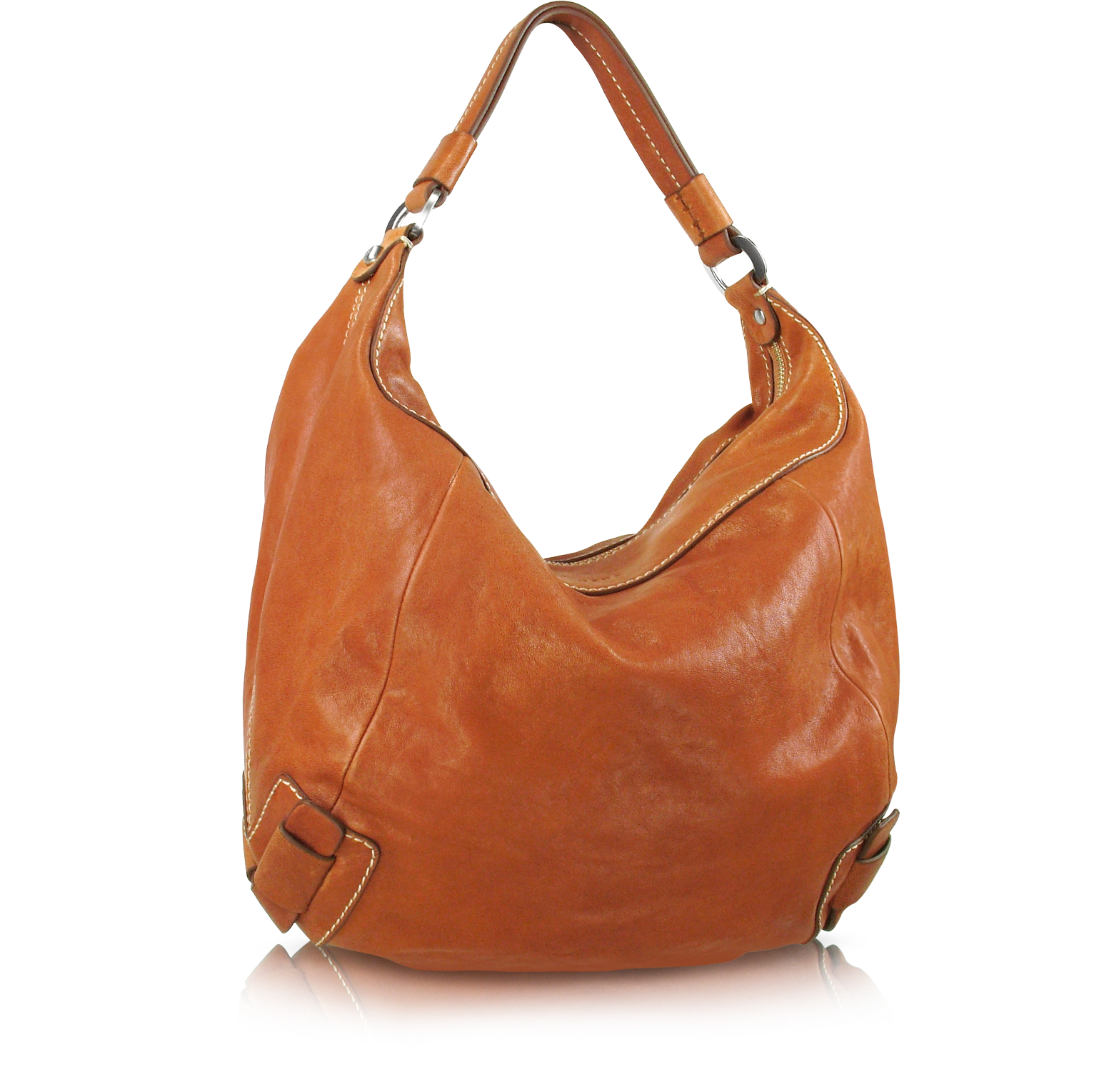 Luana Daniela - Natural Brown Washed Leather Hobo Bag at FORZIERI Canada