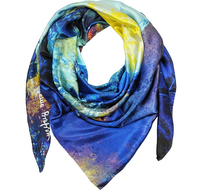 Multicolor Printed Twill Silk Oversized Scarf - Laura Biagiotti
