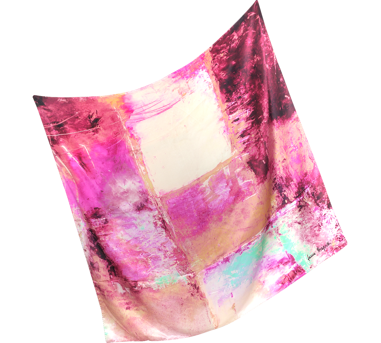 Laura Biagiotti Pink Multicolor Printed Twill Silk Oversized Scarf at ...