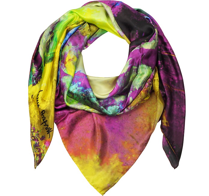 Multicolor Printed Twill Silk Oversized Scarf - Laura Biagiotti
