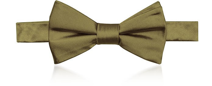 Military Green Woven Silk Pre-tied Bow-tie - Laura Biagiotti