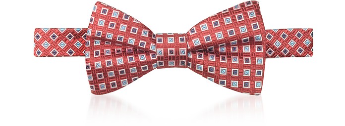 Red Squared Dots Woven Silk Pre-tied Bow-tie - Laura Biagiotti