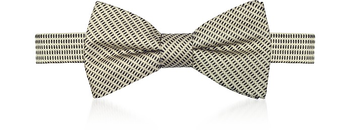 Beige Woven Silk Pre-tied Bow-tie - Laura Biagiotti