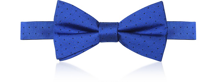 Electric Blue Dots Woven Silk Pre-tied Bow-tie - Laura Biagiotti