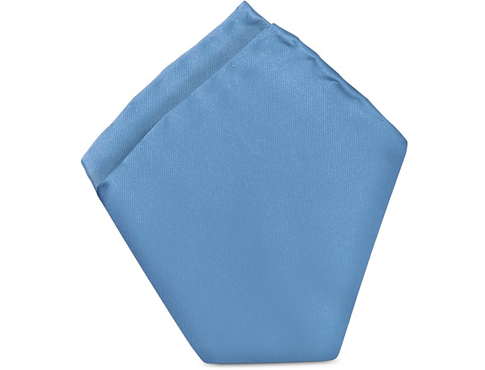 Light Blue Satin Silk 27 cm Pocket Square - Laura Biagiotti