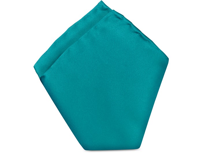 Turquoise Satin Silk 27 cm Pocket Square - Laura Biagiotti