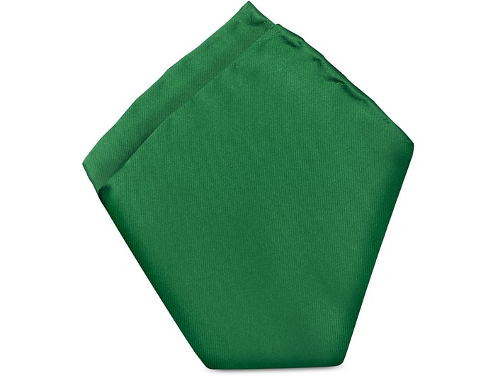 Emerald Green Satin Silk 27 cm Pocket Square - Laura Biagiotti