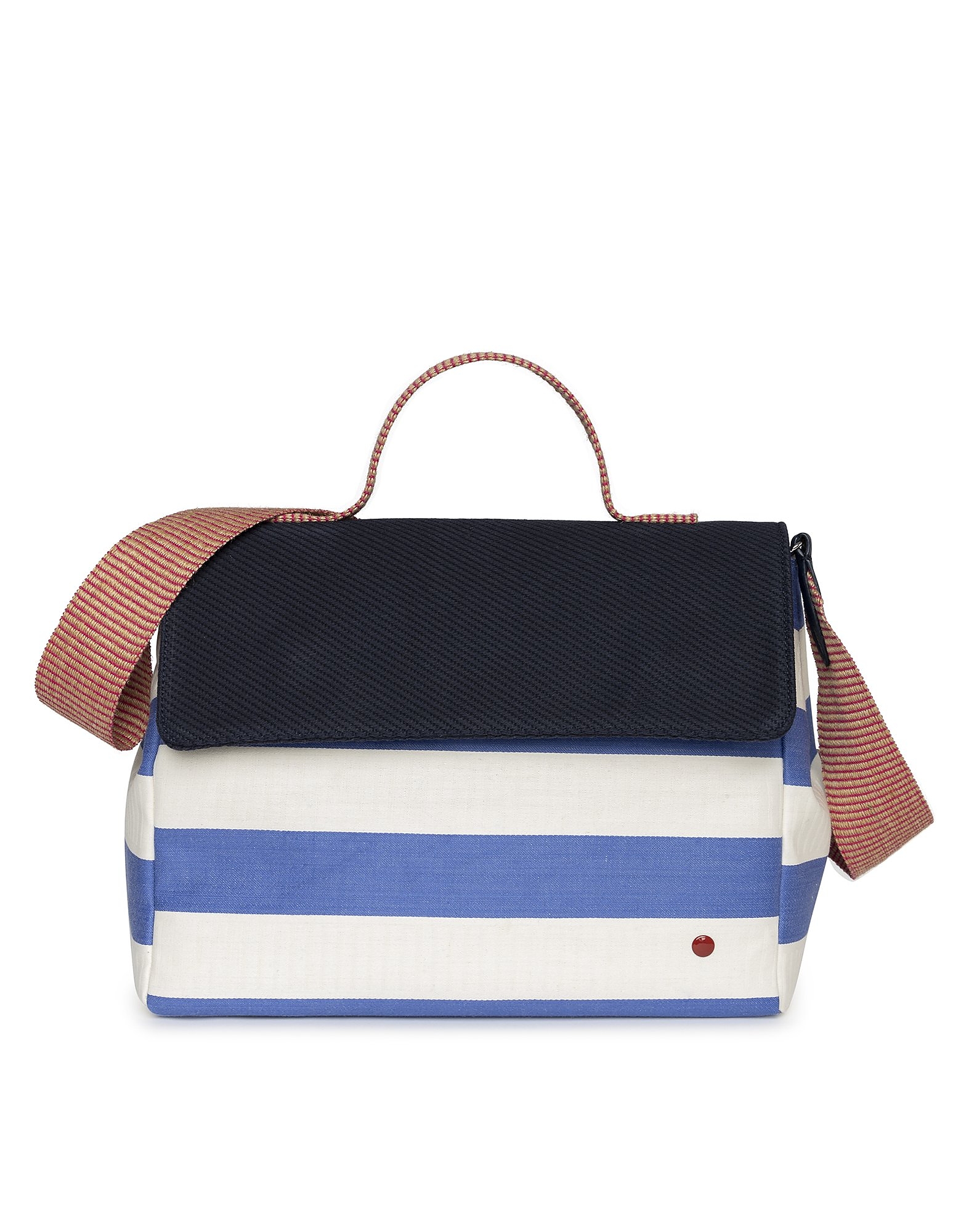 Mybestys By Cristina Castaner Designer Handbags Paris Printed Cotton Top Handle Bag In Bleu