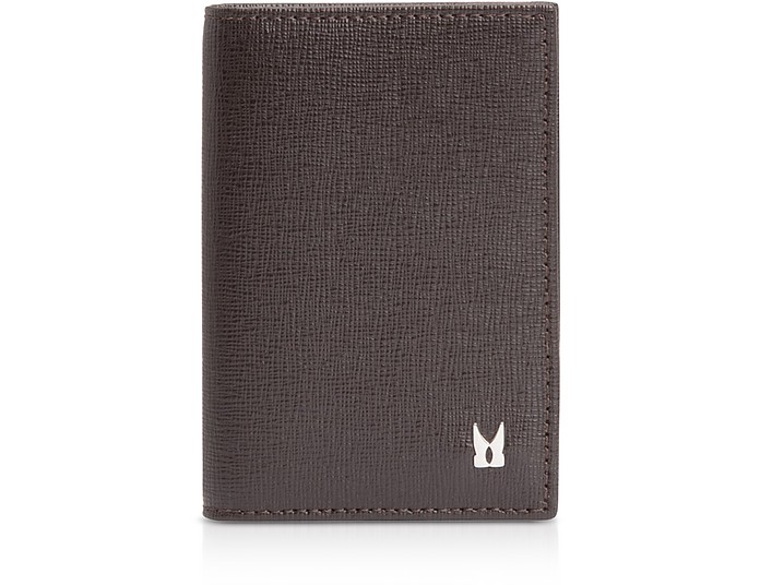 Printed Leather Men's Vertical Card Holder - Moreschi