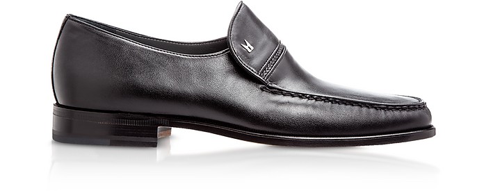 Bonn Black Lambskin Loafer Shoes - Moreschi