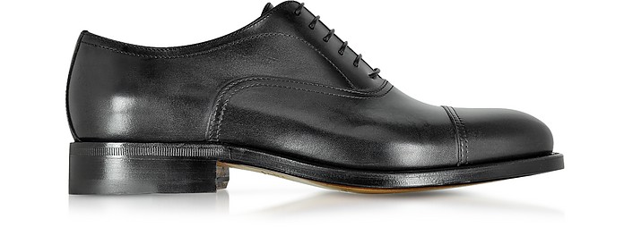 Cardiff Black Genuine Leather Goodyear Oxford Shoe - Moreschi