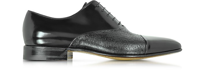 Digione Black Peccary and Calf Leather Oxford Shoes - Moreschi