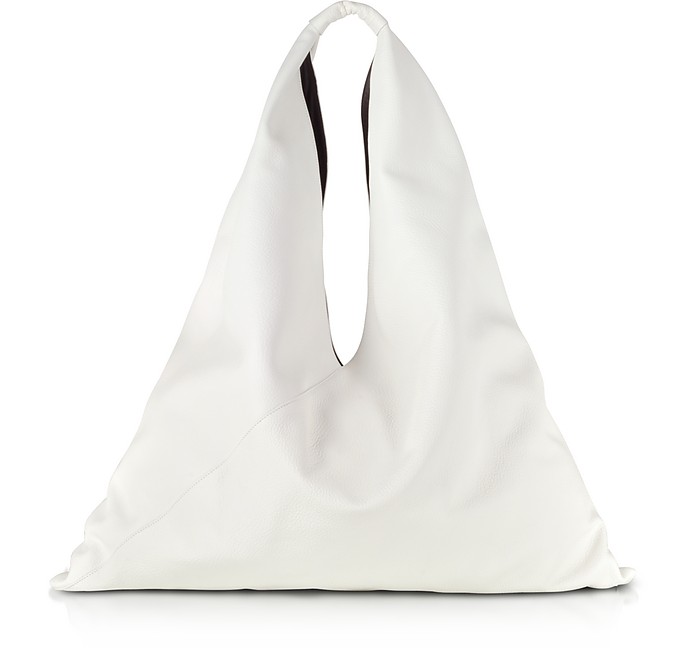 Pure White Grainy Leather Japanese Tote Bag - MM6 Maison Martin Margiela / MM6 ]}^}WF