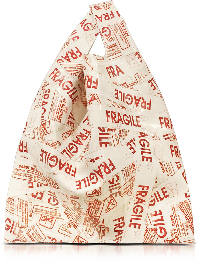 Shiny Fragile Print Eco Leather Market Bag - MM6 Maison Martin Margiela / MM6 ]}^}WF