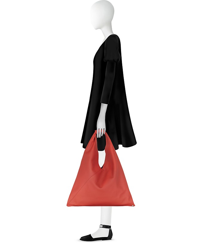 MM6 Maison Martin Margiela Red Pebbled Leather Japanese Tote Bag at ...