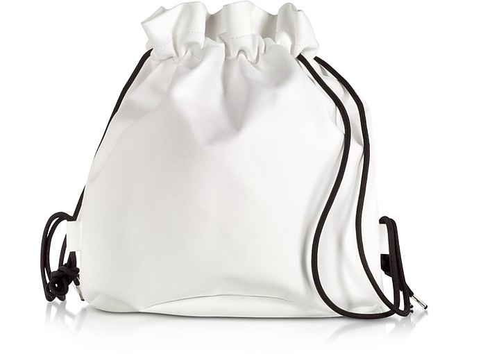 White Drawstring Backpack w/ Metal Handle - MM6 Maison Martin Margiela